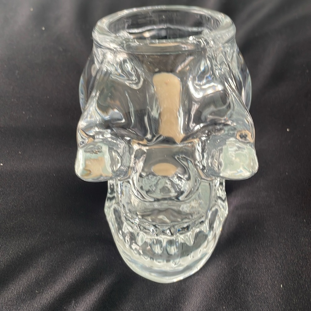 Clear glass skull votive holder